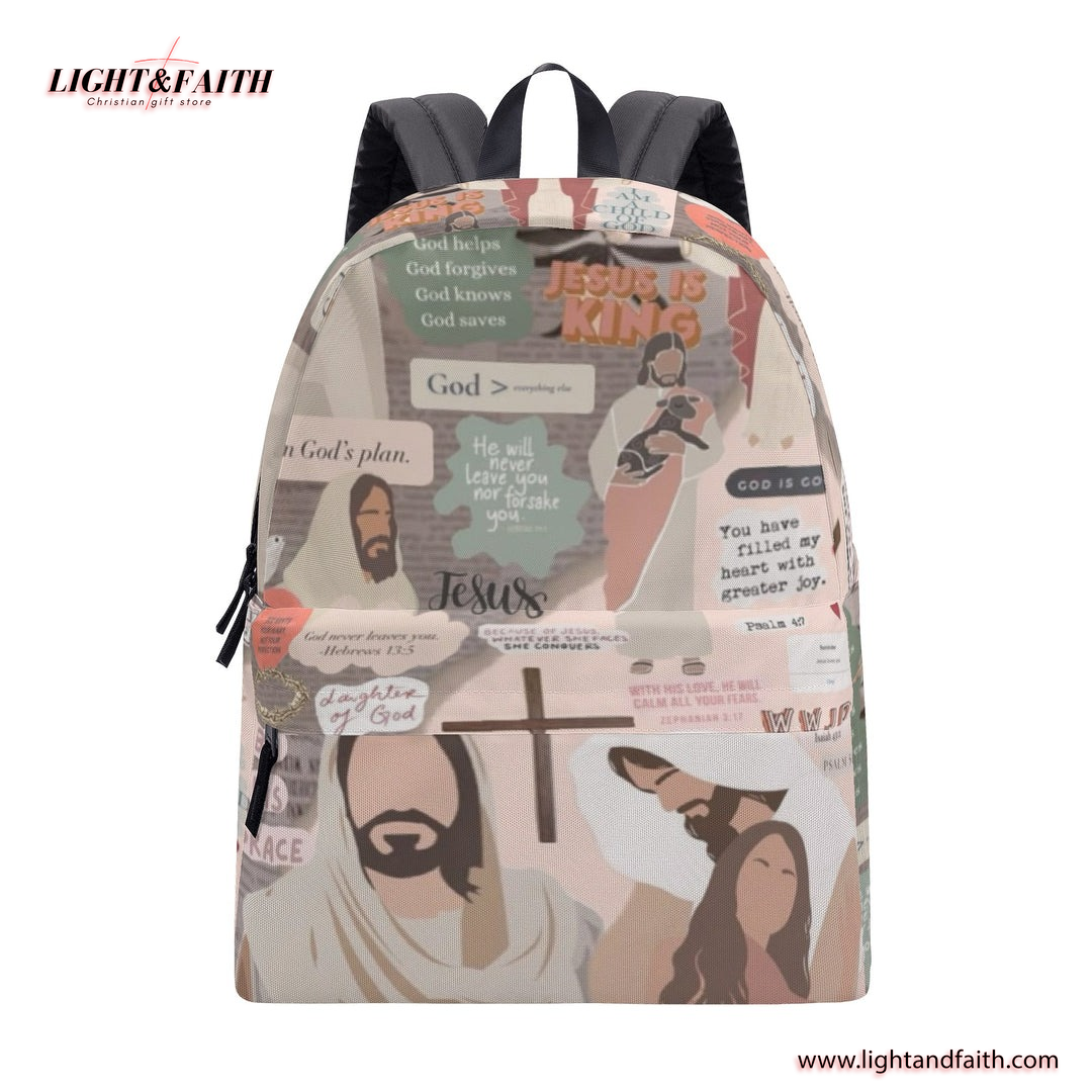 God Never Leave You Backpack, Jesus Backpack, Christian Jesus Backpack. PLAF13